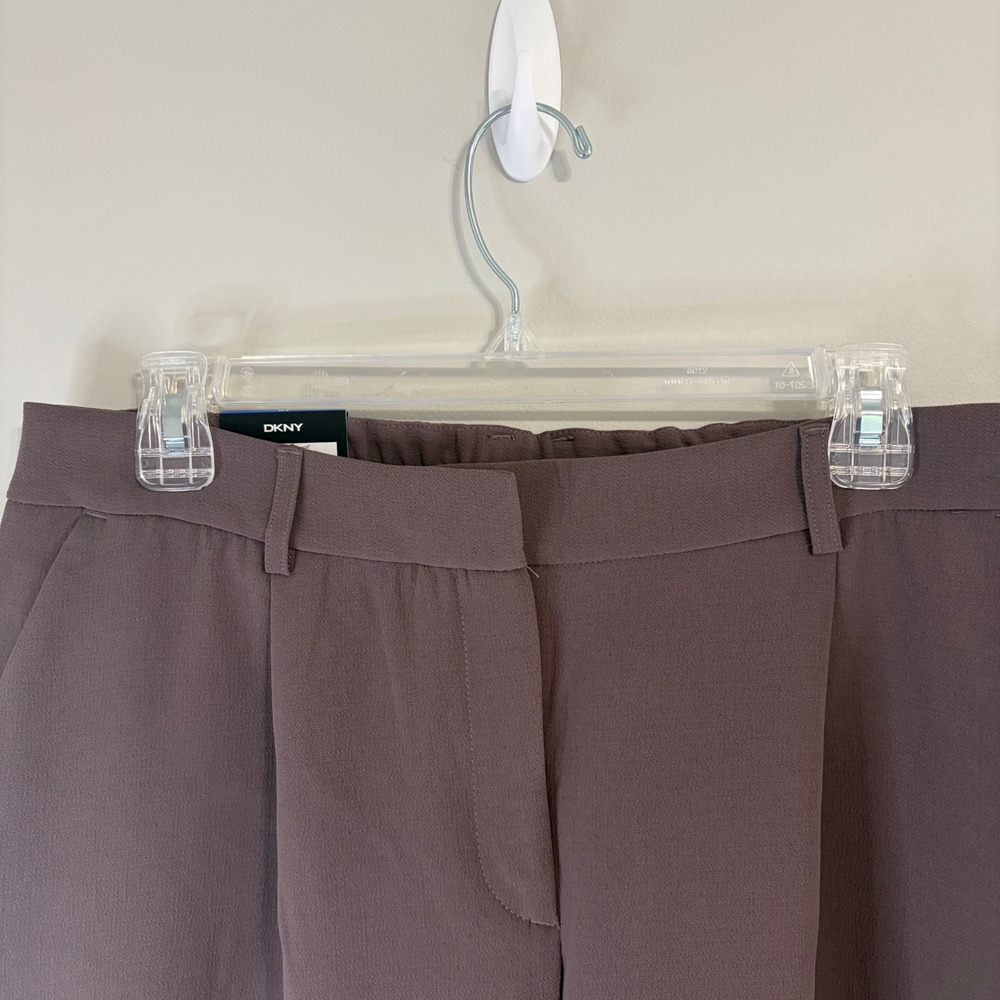 DKNY Womens Mauve Brown Pleated Wide Leg Dress Pants Size 10 New - Picture 4 of 13